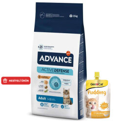 Advance Tavuk Etli Kedi Maması 15 Kg + 3 Adet Gimcat Kedi Pudingi 150 Gr - Advance