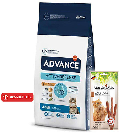 Advance Tavuk Etli Kedi Maması 15 Kg + 10 Adet Garden Mix Kedi Stick Ödül 3x5 Gr - 1