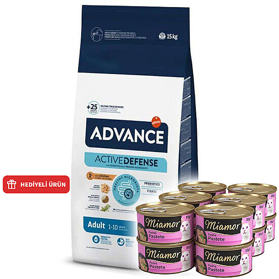 Advance Tavuk Etli Kedi Maması 15 Kg + 12 Adet Miamor Konserve 85 Gr - 1