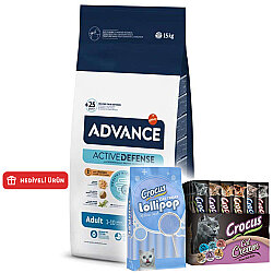 Advance Tavuk Etli Kedi Maması 15 Kg + Crocus Krema 60x15 Gr + Crocus 10'lu Lolipop Ödül - Advance