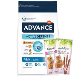 Advance - Advance Tavuklu ve Pirinçli Kedi Maması 15 Kg + 10 Adet Garden Mix Stick Kedi Ödülü