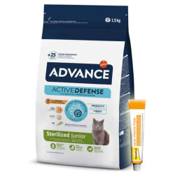 Advance Junior Kısırlaştırılmış Yavru Kedi Maması 1,5 Kg + Gimcat 20 Gr Multivitamin Paste - Advance