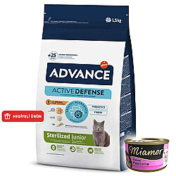 Advance Junior Kısırlaştırılmış Yavru Kedi Maması 1,5 Kg + 3 Adet Miamor Konserve 85 Gr - Advance