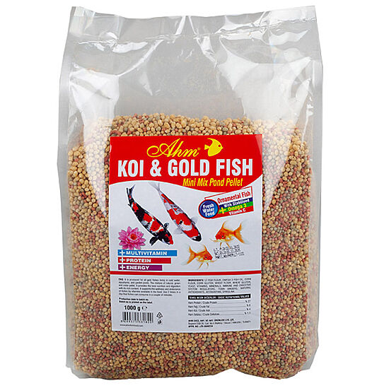 AHM Koi Gold Fish Mini Mix Pellet Balık Yemi 1000 Gr - 1
