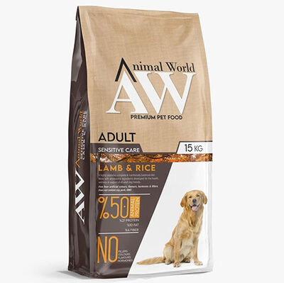 Animal World Sensitive Kuzu Etli Köpek Maması 15 Kg + 3 Adet Animal World 415 Gr Yaş Mama