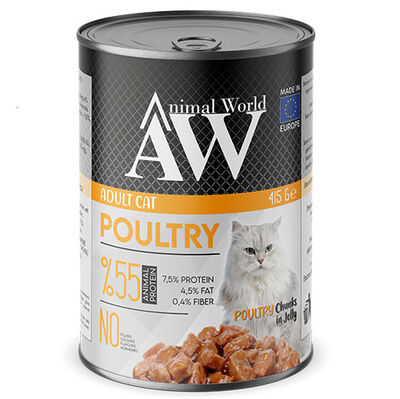 Animal World Chucks in Jelly Poultry Kümes Hayvanlı Kedi Yaş Maması 415 Gr