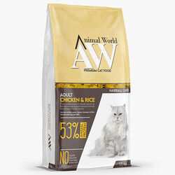 Animal World - Animal World Hairball Tüy Yumağı Önleyici Tavuklu Yetişkin Kedi Maması 1,5 Kg