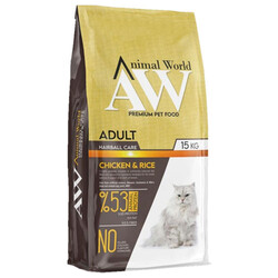 Animal World - Animal World Hairball Tüy Yumağı Önleyici Tavuklu Yetişkin Kedi Maması 15 Kg