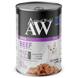 Animal World - Animal World Kitten Chucks in Jelly Beef Biftek Etli Yavru Kedi Yaş Maması 415 Gr