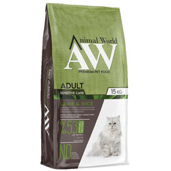 Animal World Kuzu Etli Yetişkin Kedi Maması 15 Kg + 3 Adet Animal World 415 Gr Yaş Mama - Thumbnail