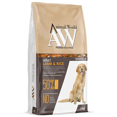 Animal World Sensitive Lamb Rice Kuzu Etli Köpek Maması 3 Kg + Animal World 415 Gr Konserve