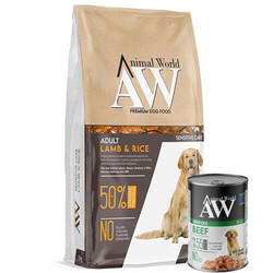 Animal World - Animal World Sensitive Lamb Rice Kuzu Etli Köpek Maması 3 Kg + Animal World 415 Gr Konserve