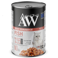 Animal World - Animal World Sterilised Chucks in Jelly Fish Balıklı Kısırlaştırılmış Kedi Yaş Maması 415 Gr