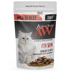 Animal World - Animal World With Beef Biftek Etli Kedi Yaş Maması 80 Gr