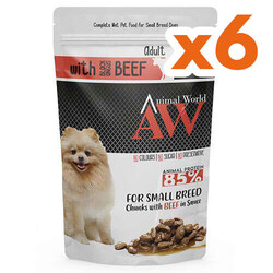 Animal World - Animal World With Beef Biftek Etli Küçük Irk Köpek Yaş Maması 85 Gr x 6 Adet