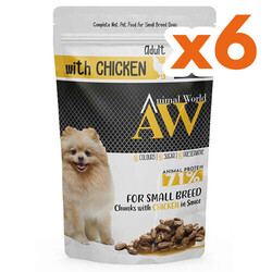 Animal World - Animal World With Chicken Tavuk Etli Küçük Irk Köpek Yaş Maması 85 Gr x 6 Adet