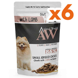 Animal World - Animal World With Lamb Kuzu Etli Küçük Irk Köpek Yaş Maması 85 Gr x 6 Adet