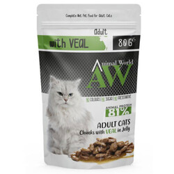 Animal World With Veal Dana Etli Kedi Yaş Maması 80 Gr - Animal World