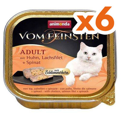 Animonda 083261 Vom Feinsten Tavuk, Somon Fileto ve Ispanaklı Kedi Maması 100 Gr x 6 Adet - 1