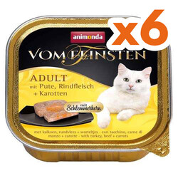 Animonda - Animonda 083263 Vom Feinsten Hindi, Sığır Eti ve Havuçlu Kedi Maması 100 Gr x 6 Adet