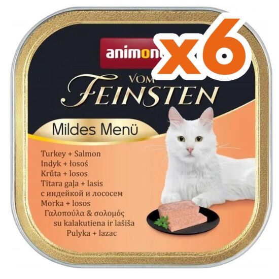 Animonda 083855 Vom Feinsten Mildes Hindi ve Somonlu Kedi Yaş Maması 100 Gr x 6 Adet - 1
