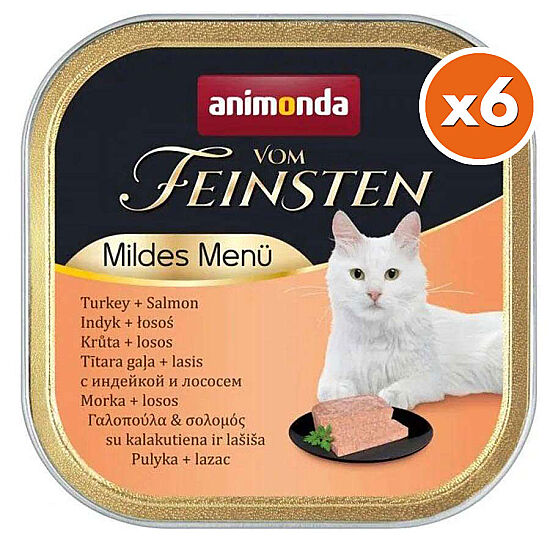 Animonda 083855 Vom Feinsten Mildes Hindi ve Somonlu Kedi Yaş Maması 100 Gr x 6 Adet - 1