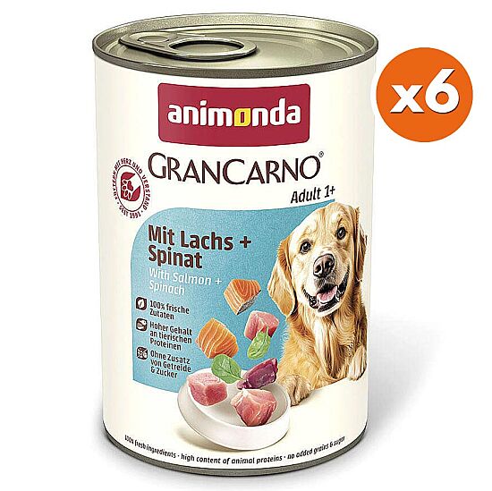 Animonda Gran Carno Somonlu ve Ispanaklı Köpek Konservesi 400 Gr x 6 Adet - 2