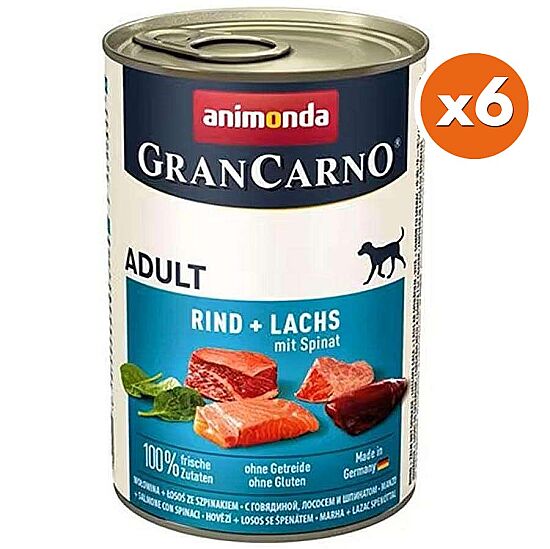 Animonda Gran Carno Somonlu ve Ispanaklı Köpek Konservesi 400 Gr x 6 Adet - 1