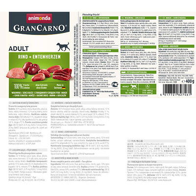 Animonda Gran Carno Beef and Duck Wet Dog Food 400 Gr.