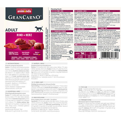 Animonda Gran Carno Beef and Heart Wet Dog Food 400 Gr.