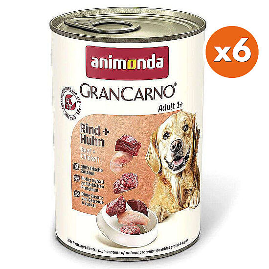 Animonda Gran Carno Sığır ve Tavuk Köpek Konservesi 400 Gr x 6 Adet - 2