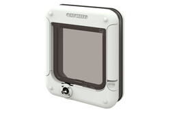 Beeztees CatMate Kedi Kapısı, Cam Kapı İçin Uygun, Çift Yönlü, 4 fonksiyonlu, Kilitli, Beyaz, 24,6x1 - Beeztees