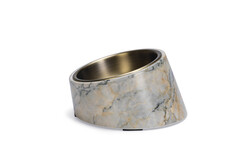 Beeztees DBL Kedi Mama Su Kabı, Paslanmaz Çelik, Bej Mermer Görünümlü, 14,5x3,3x7,6cm, 160ml - Beeztees