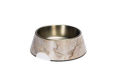 Beeztees DBL Köpek Mama Su Kabı, Mat Altın Rengi Paslanmaz Çelik, Bej Mermer Görünümlü, 22cm, 700ml