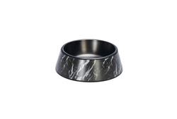 Beeztees DBL Köpek Mama Su Kabı, Mat Siyah Paslanmaz Çelik, Siyah Mermer Görünümlü, 17,5cm, 350ml - Beeztees