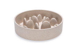 Beeztees DBL Köpek Yavaş Besleme Mama Kabı, Bambu, Bej, 17cm, 800ml - 1