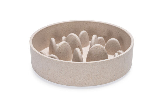 Beeztees DBL Köpek Yavaş Besleme Mama Kabı, Bambu, Bej, 17cm, 800ml - 1