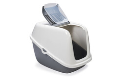 Beeztees Kapalı Büyük Kedi Tuvaleti, Koku Filtreli, Gri Beyaz, 75,5x56x55,5cm - Thumbnail