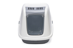 Beeztees Kapalı Büyük Kedi Tuvaleti, Koku Filtreli, Gri Beyaz, 75,5x56x55,5cm - Thumbnail