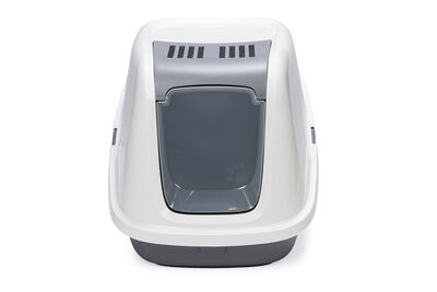 Beeztees Kapalı Büyük Kedi Tuvaleti, Koku Filtreli, Gri Beyaz, 75,5x56x55,5cm