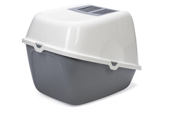 Beeztees Kapalı Büyük Kedi Tuvaleti, Koku Filtreli, Gri Beyaz, 75,5x56x55,5cm - Thumbnail