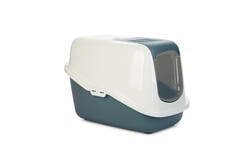 Beeztees Kapalı Kedi Tuvaleti, Koku Filtreli, Mavi Beyaz, 56x39x39cm - Beeztees