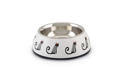 Beeztees Kedi Mama Su Kabı, Paslanmaz Çelik, Beyaz, 14x4,5cm, 160ml - Beeztees