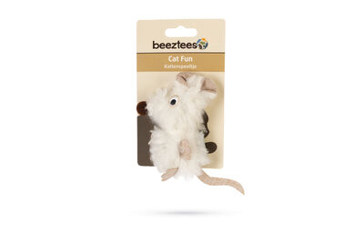 Beeztees Kedi Oyuncağı, Fare, Peluş, Beyaz, 22x9x4cm