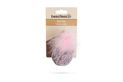 Beeztees Kedi Oyuncağı, Top Tüylü, Yün, Pembe ve Gri, 5cm - Thumbnail