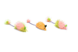 Beeztees - Beeztees Kedi Oyuncağı, Uzun Tüylü Fare, Çeşitli Renklerde, 6,5x3,5x3cm