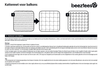 Beeztees Kedi Pencere veya Balkon Koruma Filesi, Şeffaf, 4x3m