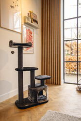 Beeztees Kedi Tırmalama ve Oyun Evi, Siyah/Gri, 60x40x115cm - Thumbnail