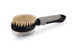 Beeztees Kısa ve Uzun Tüylü Kedi Çift Fırçası ve Tarağı, Çift Taraflı, Siyah Gri, 21cm - Beeztees