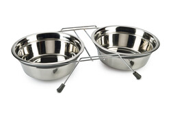 Beeztees Köpek İkili Mama ve Su Kabı, Paslanmaz Çelik, Sessiz&Kaymaz, 20cm, 2x1600ml - Beeztees